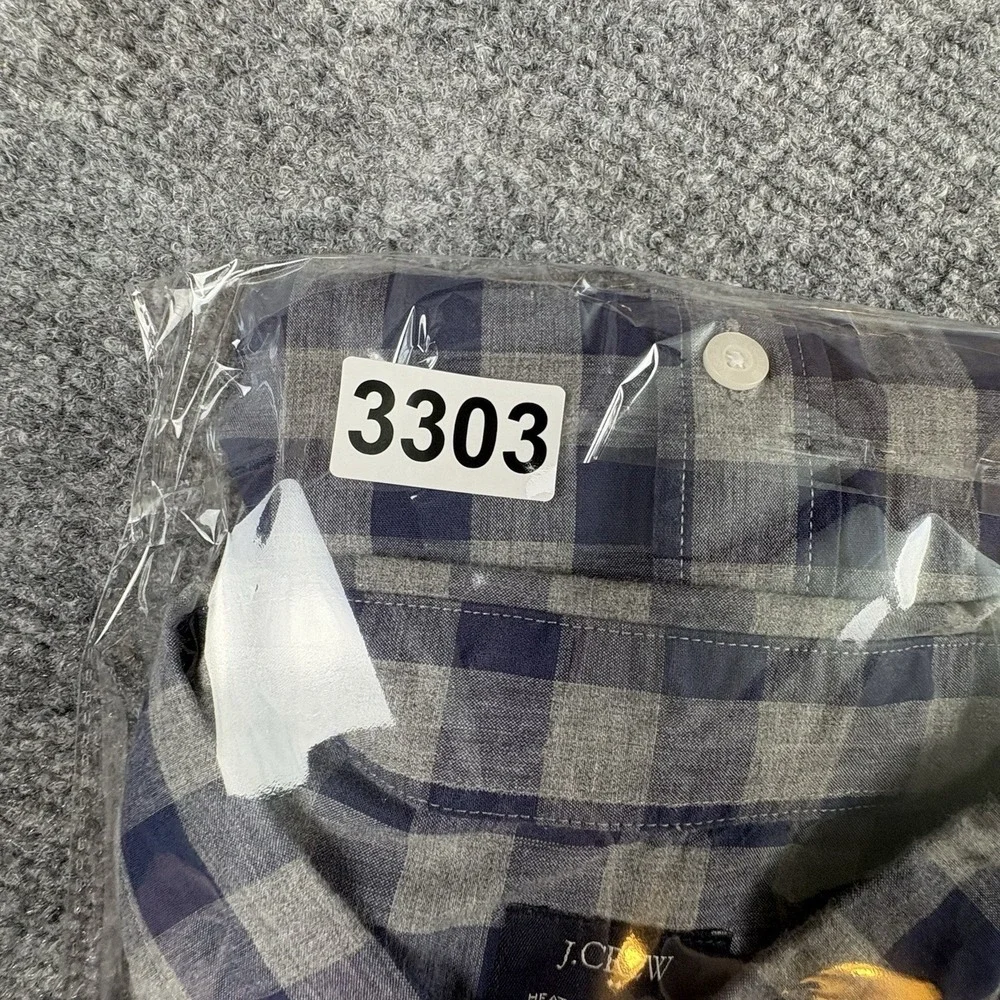 J. Crew Shirt Mens M Blue Gray Gingham Button Classic Preppy Minimalist Academia